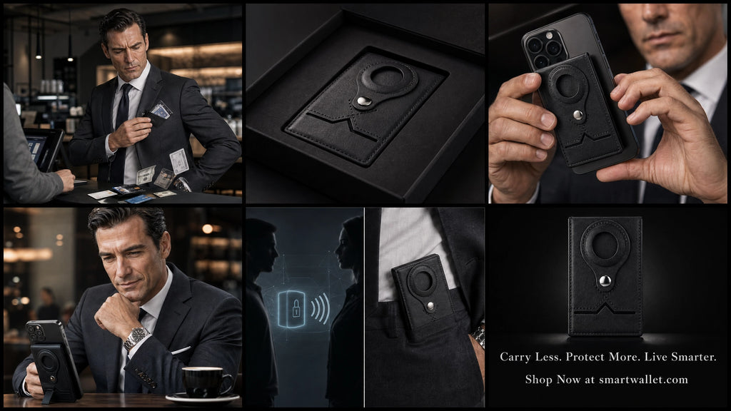 Men's RFID Leather Wallet with Magnetic Phone Holder | 9 Card Slots & Slim Capacity