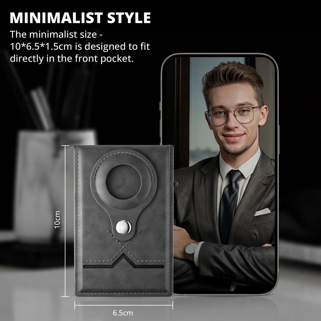Men's RFID Leather Wallet with Magnetic Phone Holder | 9 Card Slots & Slim Capacity