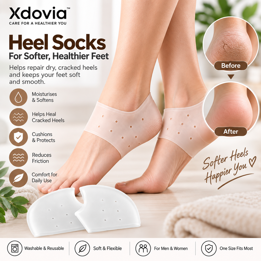 XDOVIA TPE Heel Socks – Heel Protectors for Dry & Cracked Heels