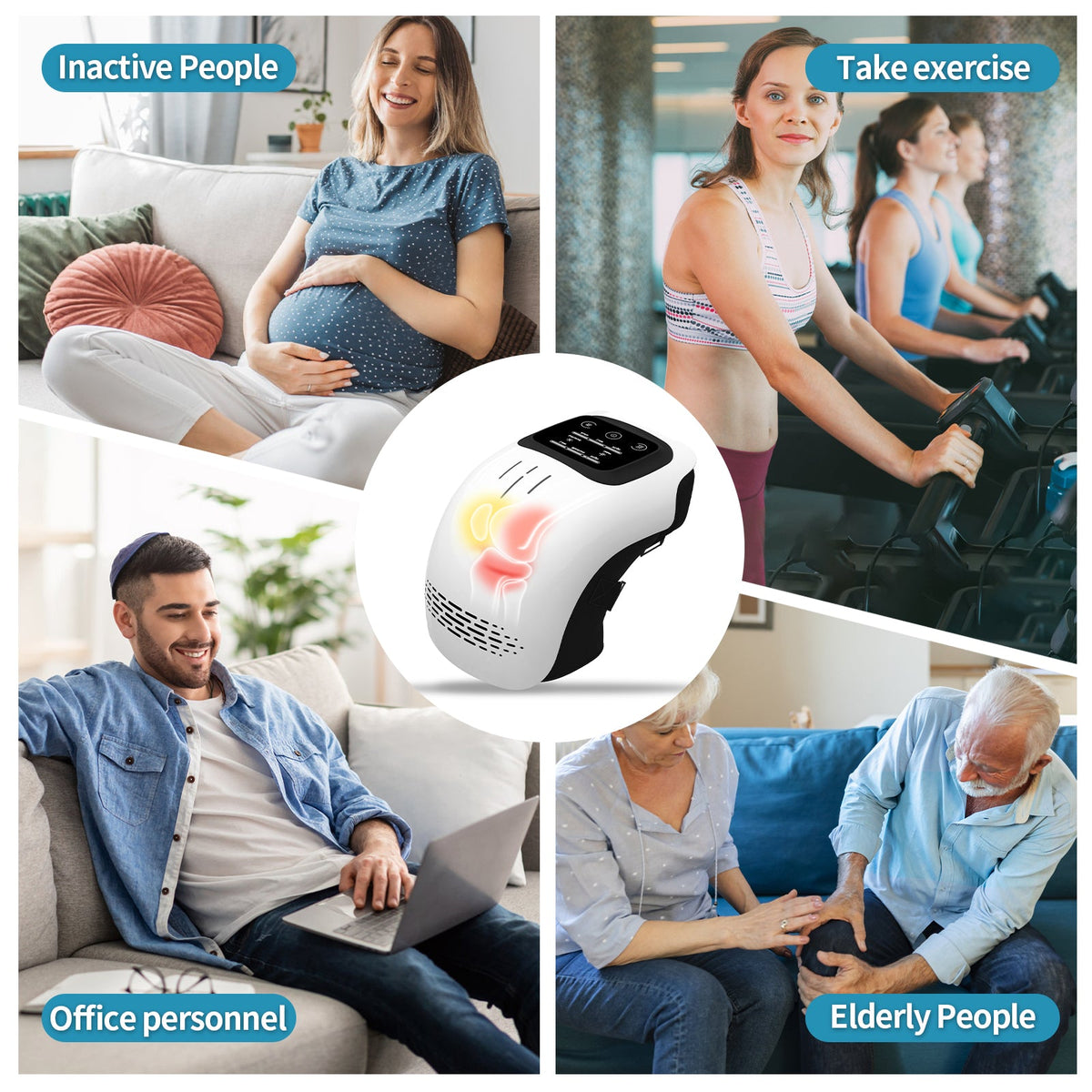 Intelligent Home Use Electric Intelligent Kneading Heating Knee Massager Rechargeable Pain Relief Infrared Laser Vibration Knee Massager - Xdovia Store