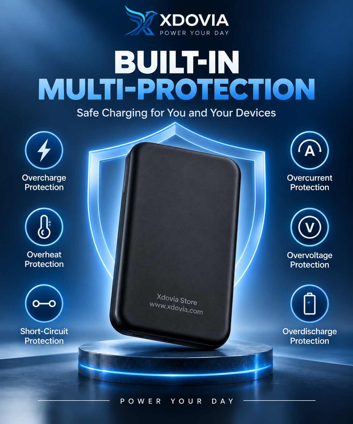 5000mAh Magnetic Power Bank – Wireless Fast Charging + USB-C