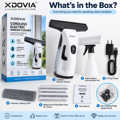 Cordless Electric Window Cleaner – 20W Rechargeable Glass Vacuum