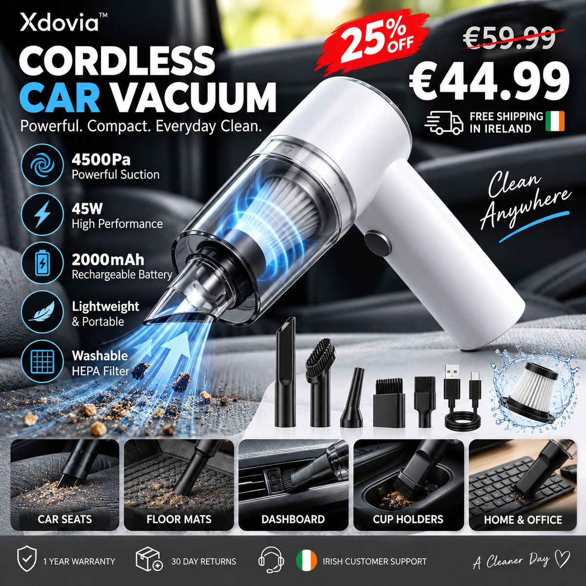 Wireless Car Vacuum Cleaner Portable Handheld High-power Vacuum Cleaner For Car Home Office Keyboard Cleaning