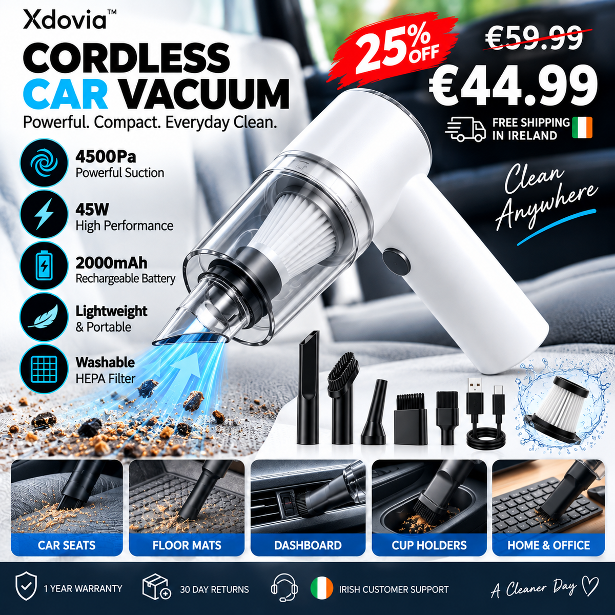 Wireless Car Vacuum Cleaner Portable Handheld High-power Vacuum Cleaner For Car Home Office Keyboard Cleaning