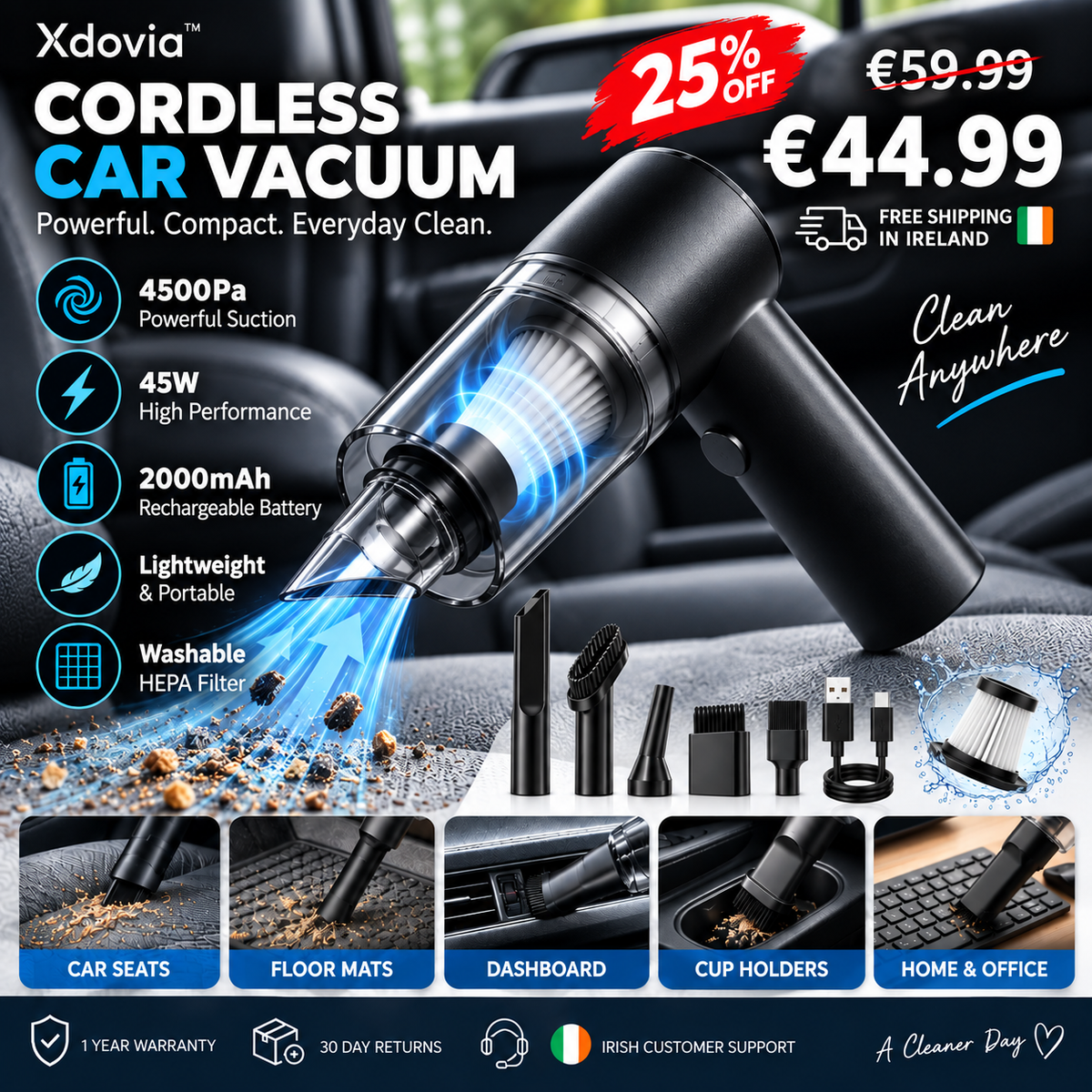 Wireless Car Vacuum Cleaner Portable Handheld High-power Vacuum Cleaner For Car Home Office Keyboard Cleaning