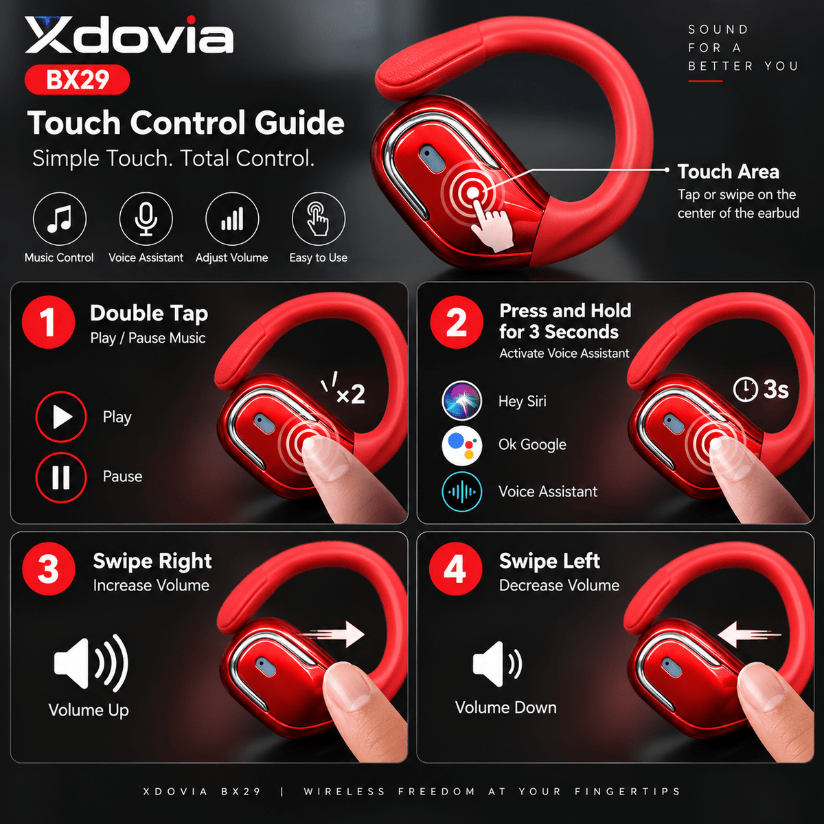Smart Bluetooth 5.3 Wireless Headset with Noise Reduction & HD Calls - Xdovia Store
