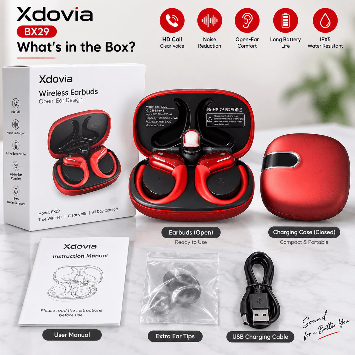 Smart Bluetooth 5.3 Wireless Headset with Noise Reduction & HD Calls - Xdovia Store